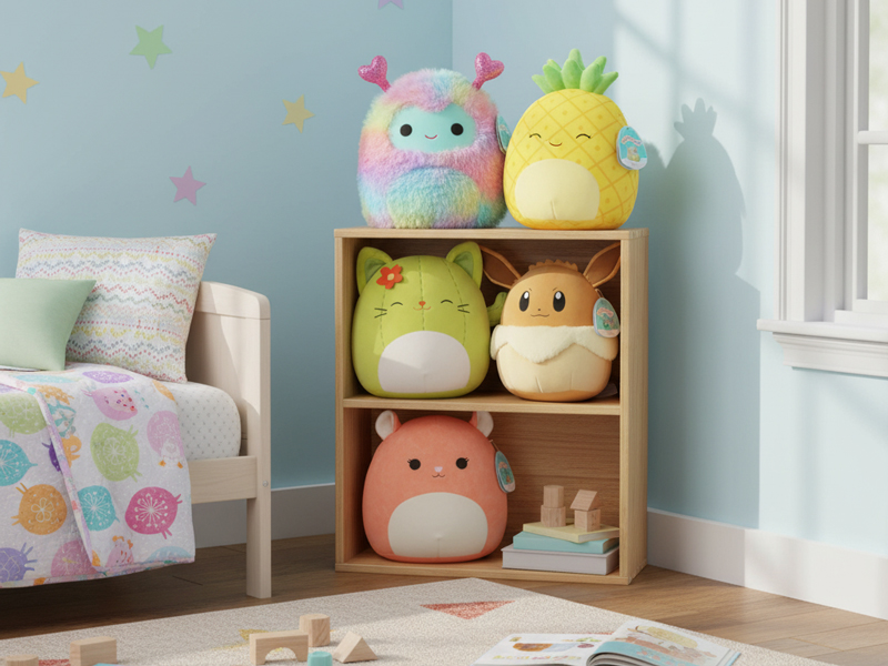 Different series of Squishmallows displayed